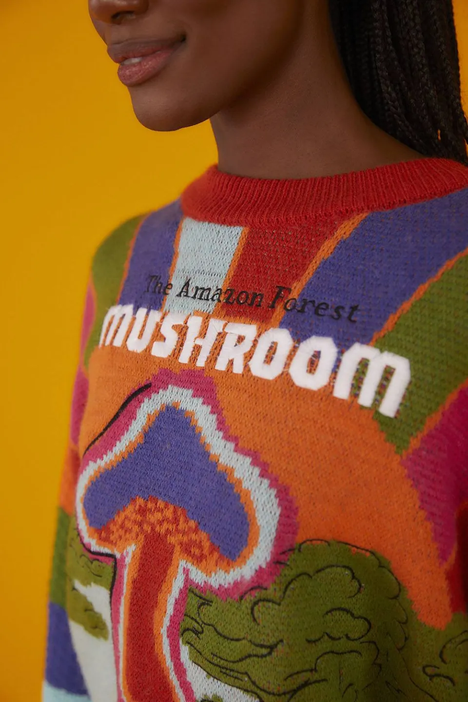 FARM Rio Amazon Mushroom Embroidered Sweater Sale