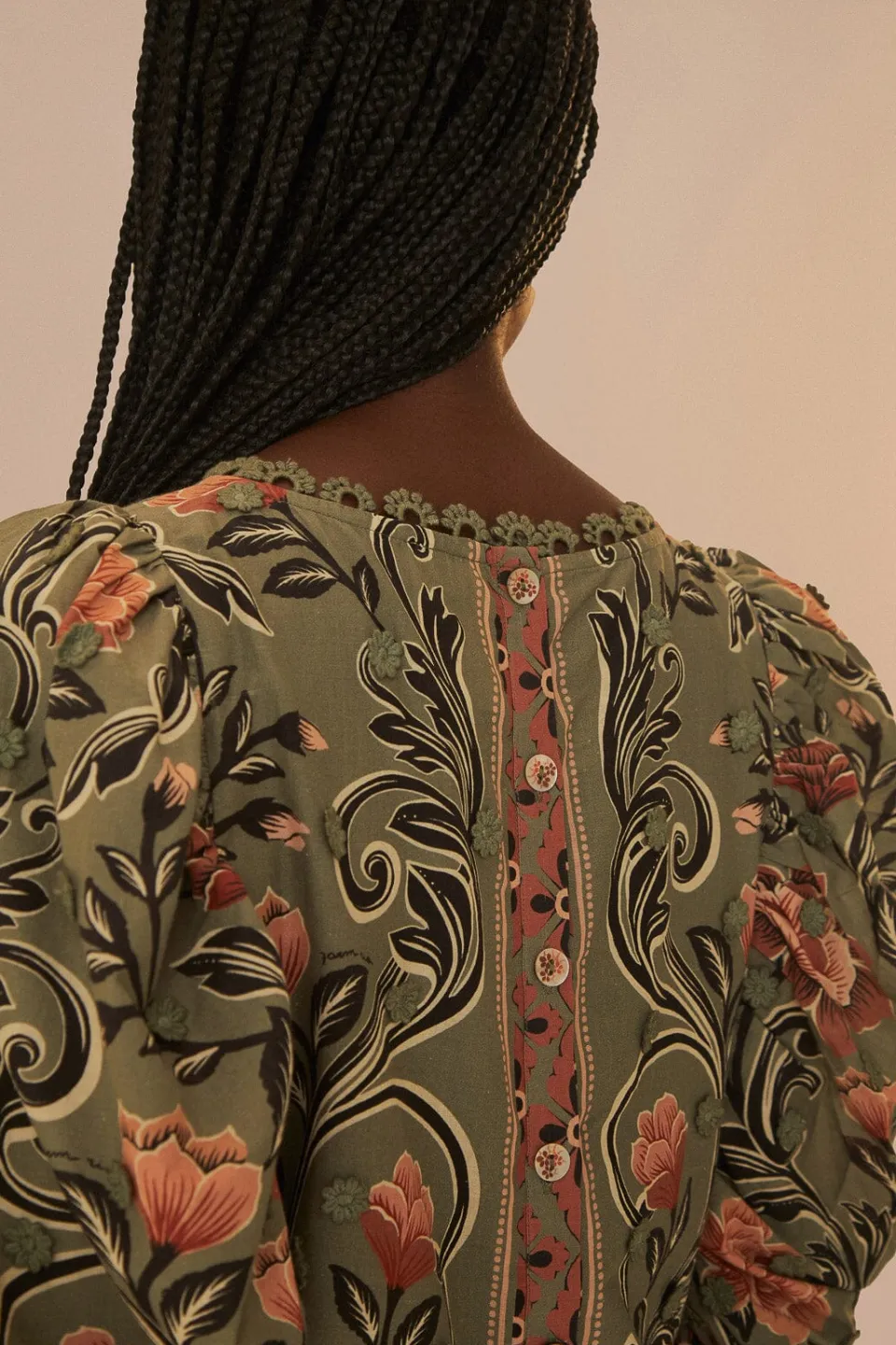 FARM Rio Arabesque Floral Green Blouse Sale