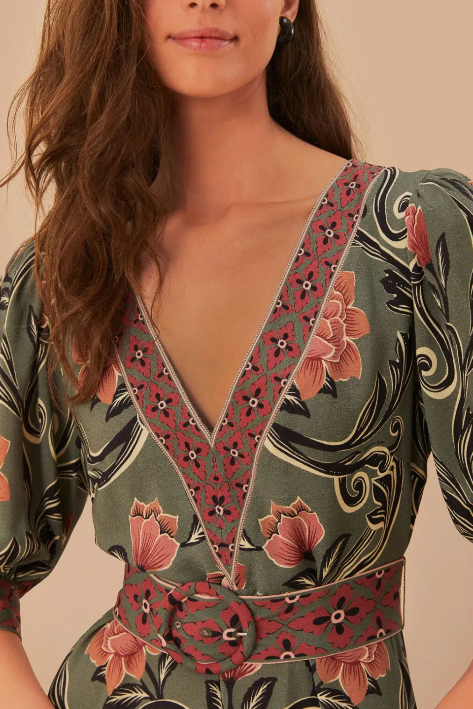 FARM Rio Arabesque Floral Green Maxi Dress Online