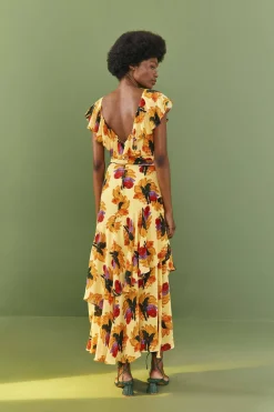 FARM Rio Banana Nest Midi Dress New