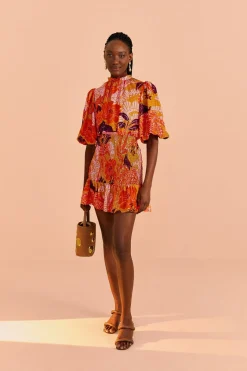 FARM Rio Beige Jungle Panther Lenzing™ Ecovero™ Viscose Mini Dress