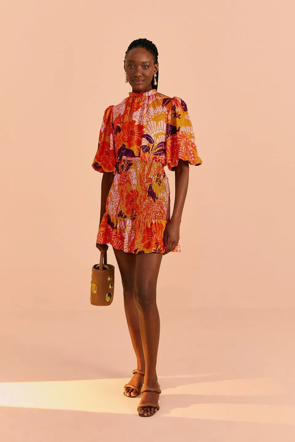 FARM Rio Beige Jungle Panther Lenzing™ Ecovero™ Viscose Mini Dress