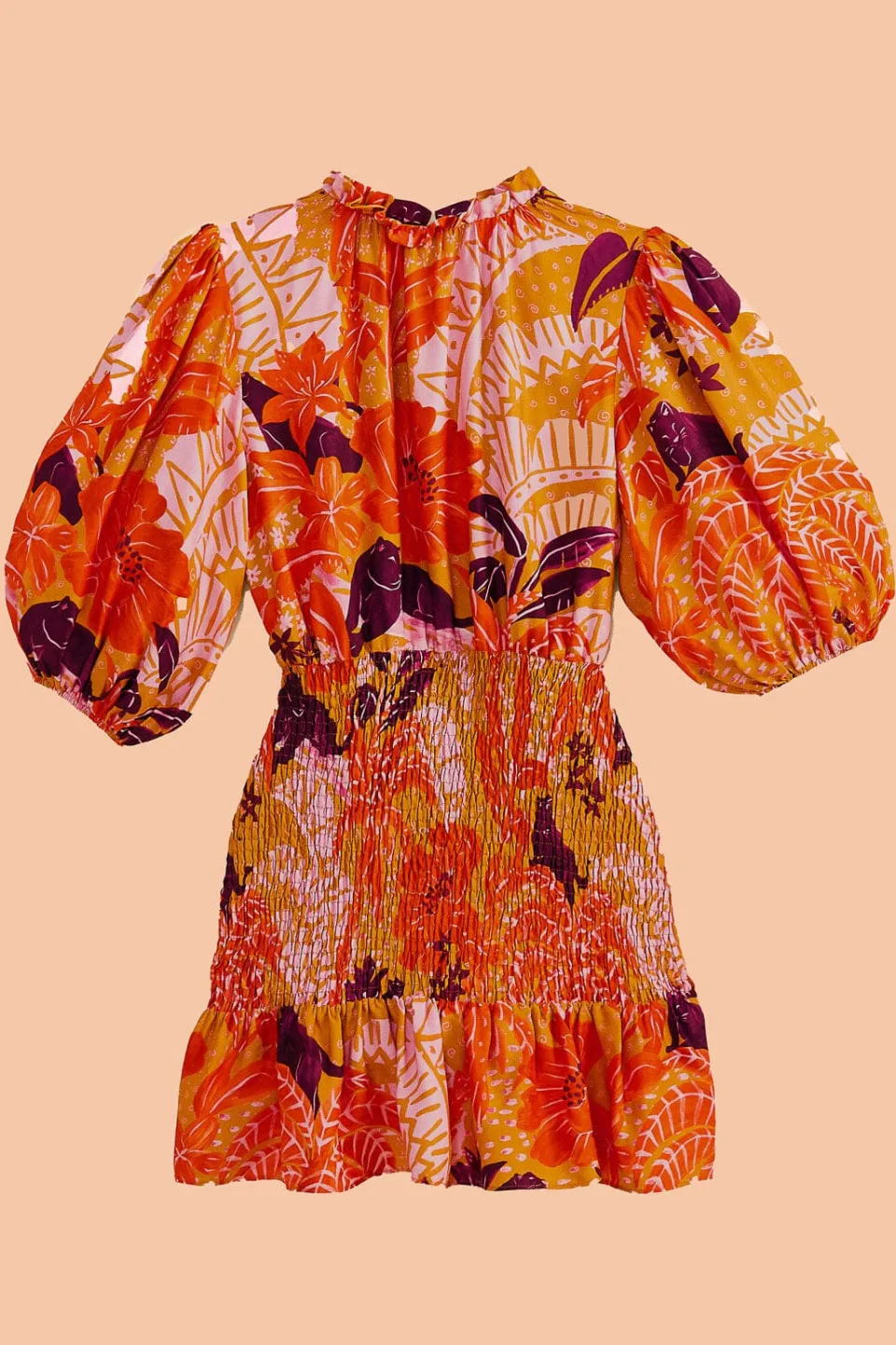 FARM Rio Beige Jungle Panther Lenzing™ Ecovero™ Viscose Mini Dress
