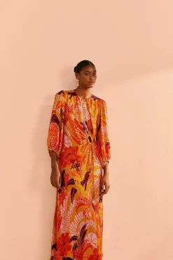 FARM Rio Beige Jungle Panther Lenzing™ Ecovero™ Viscose Midi Dress Online