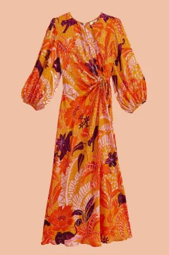 FARM Rio Beige Jungle Panther Lenzing™ Ecovero™ Viscose Midi Dress Online