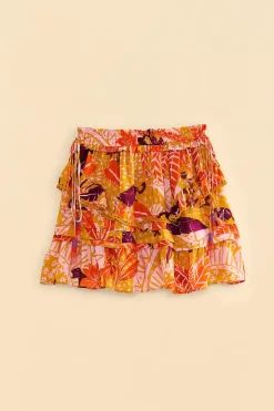 FARM Rio Beige Jungle Panther Mini Skirt Discount