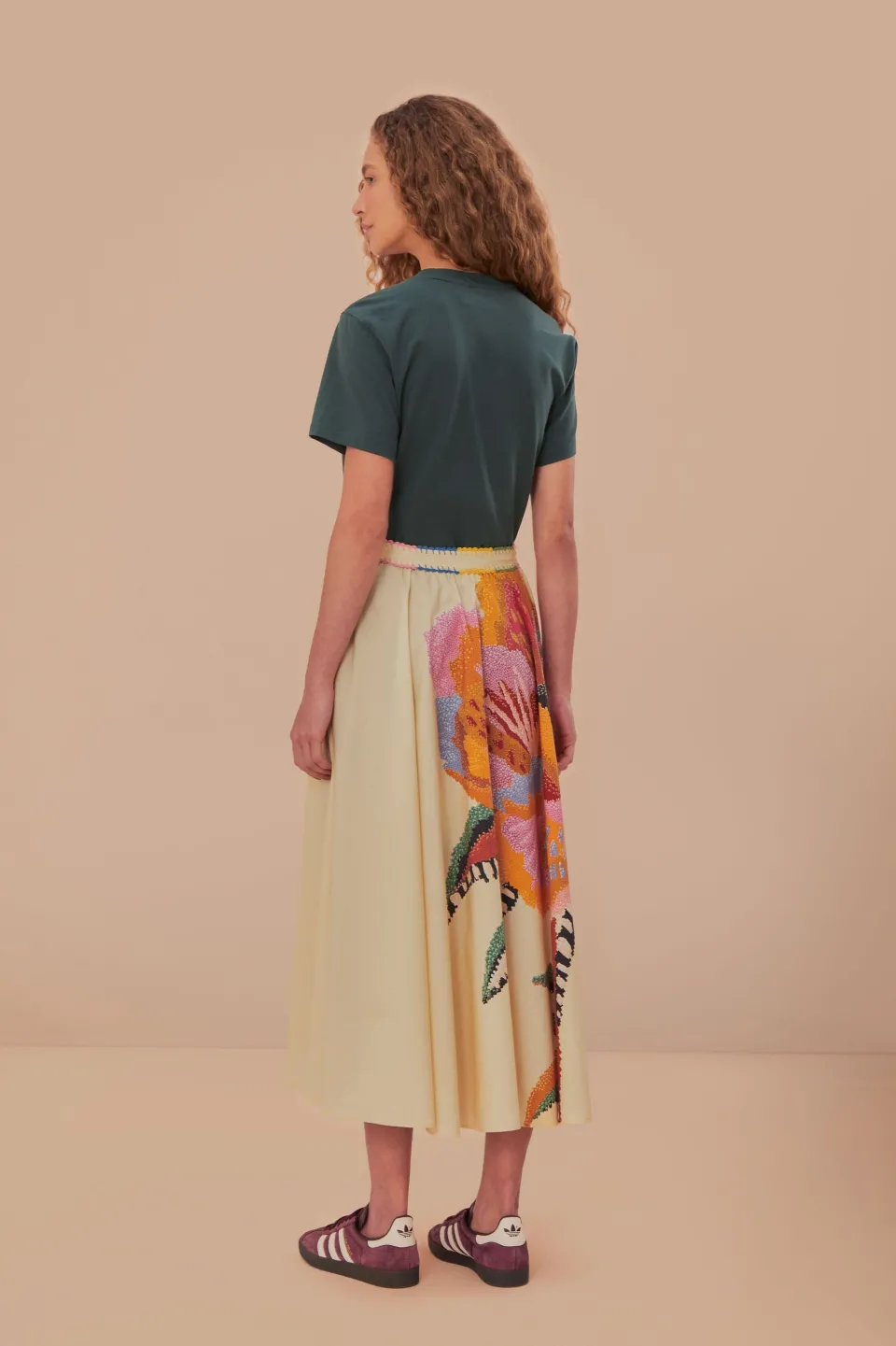 FARM Rio Beige Lucy Floral Maxi Skirt