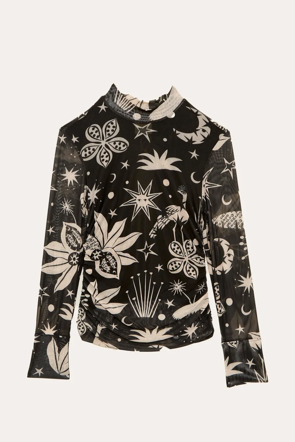 FARM Rio Black & White Cerrado Sky Tulle Blouse Best