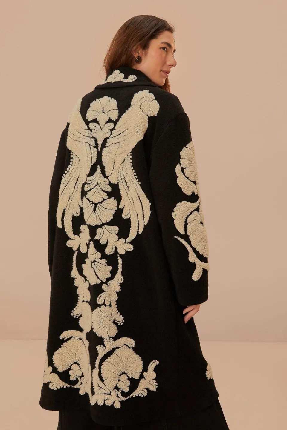 FARM Rio Black And White Helen Fleece Coat Online