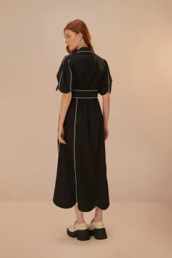 FARM Rio Black And White Short Sleeve Midi Dress Sale