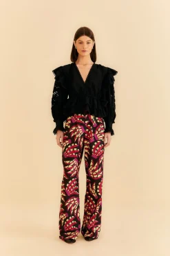 FARM Rio Black Banana Dots Low Waisted Pants Best