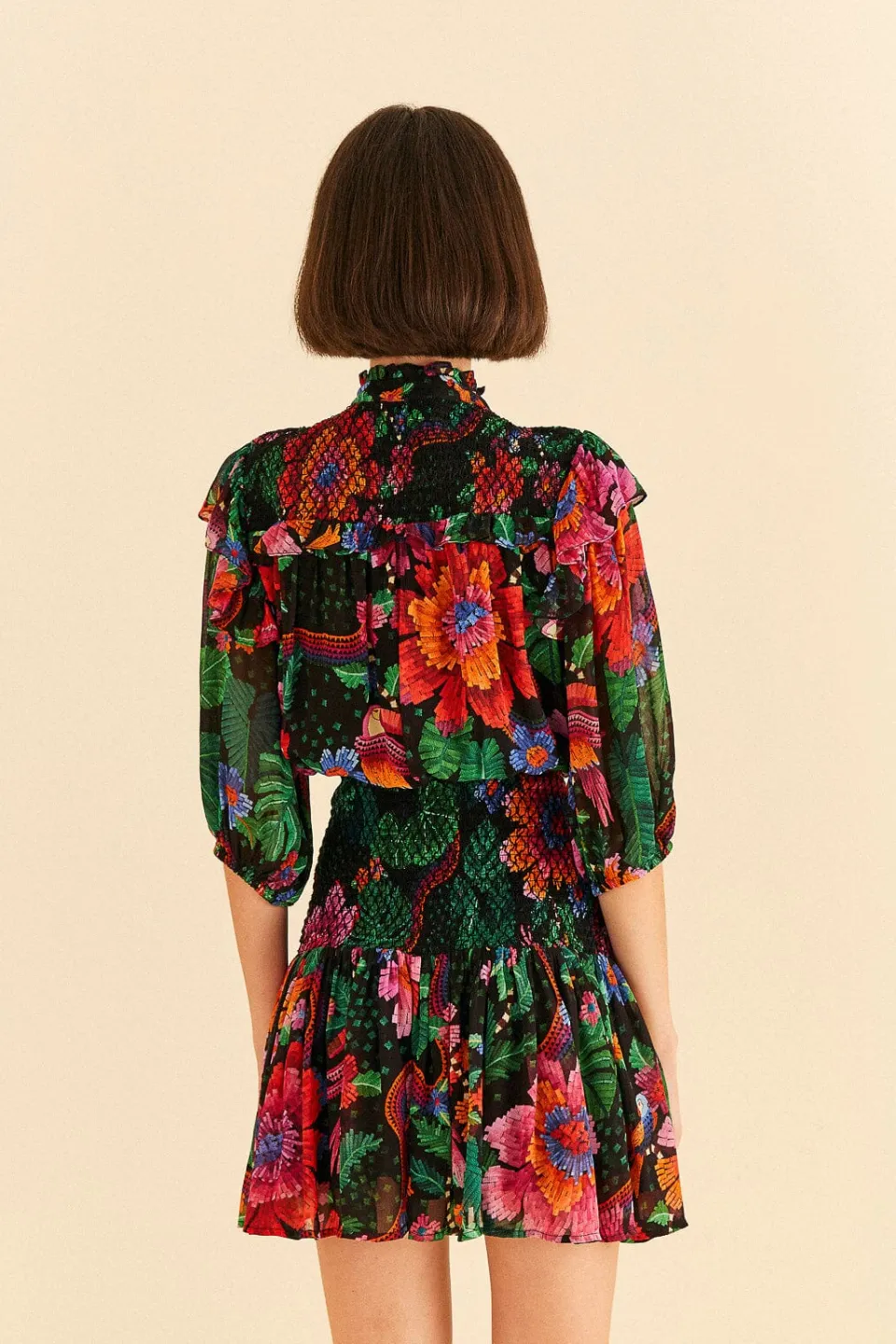 FARM Rio Black Blooming Garden Mini Dress Sale