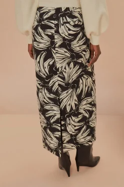 FARM Rio Black Bossa Banana Low Waisted Maxi Skirt Clearance