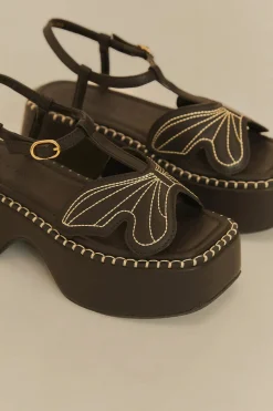 FARM Rio Black Butterfly Flatform Sandal Discount
