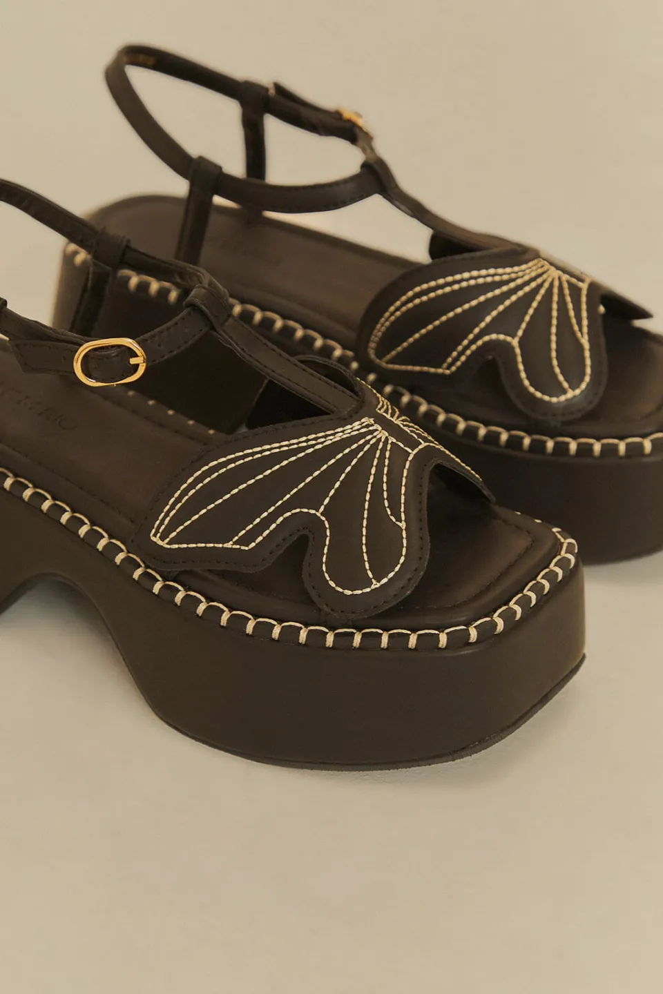 FARM Rio Black Butterfly Flatform Sandal Discount