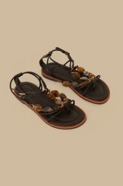 FARM Rio Black Gem Straps Sandal Hot