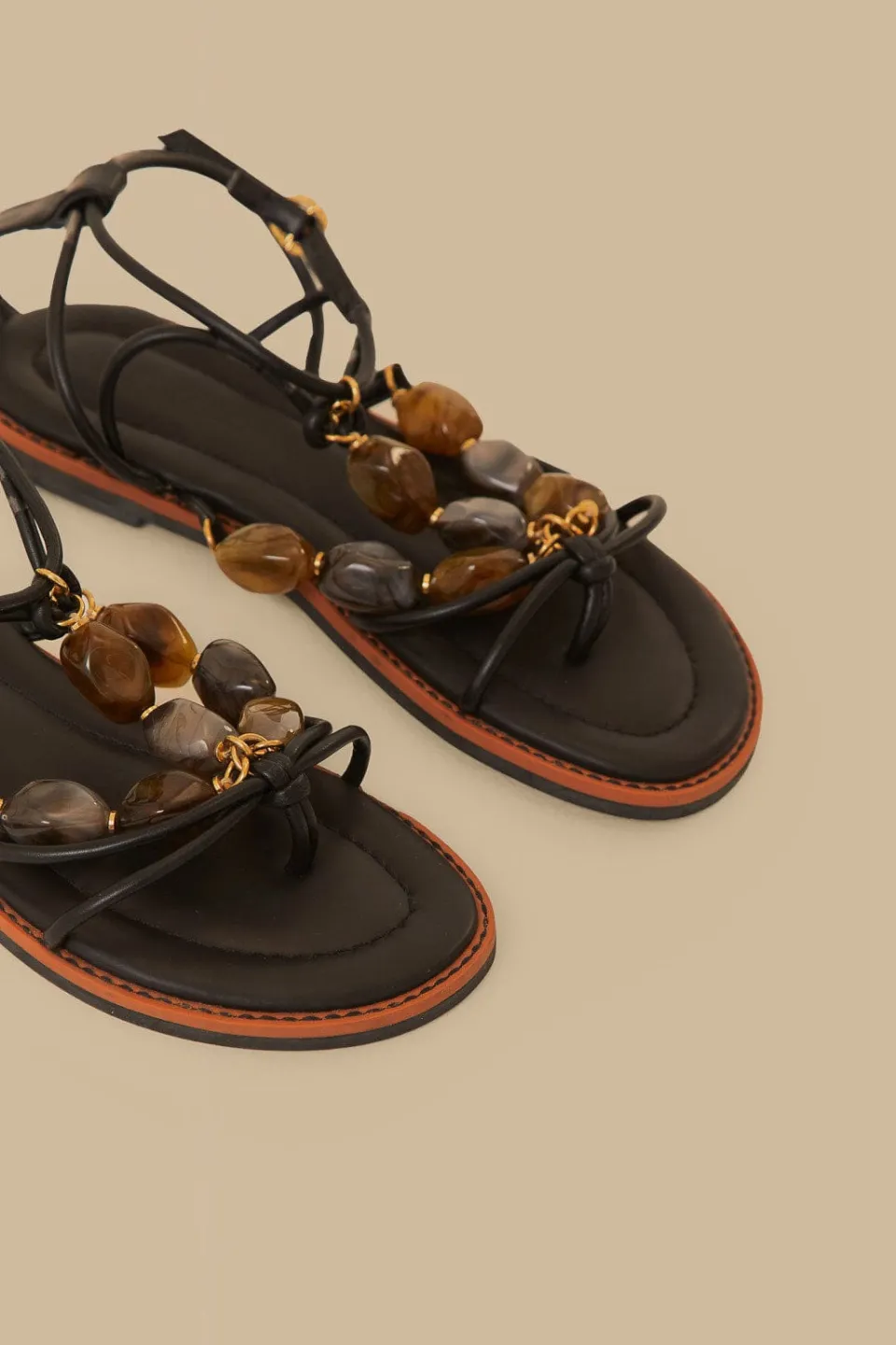 FARM Rio Black Gem Straps Sandal Hot