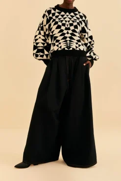 FARM Rio Black Heart Deco Knit Sweater Hot