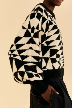 FARM Rio Black Heart Deco Knit Sweater Hot