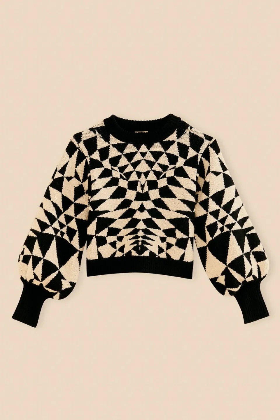 FARM Rio Black Heart Deco Knit Sweater Hot