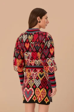 FARM Rio Black Hearts Ikat Knit Skirt