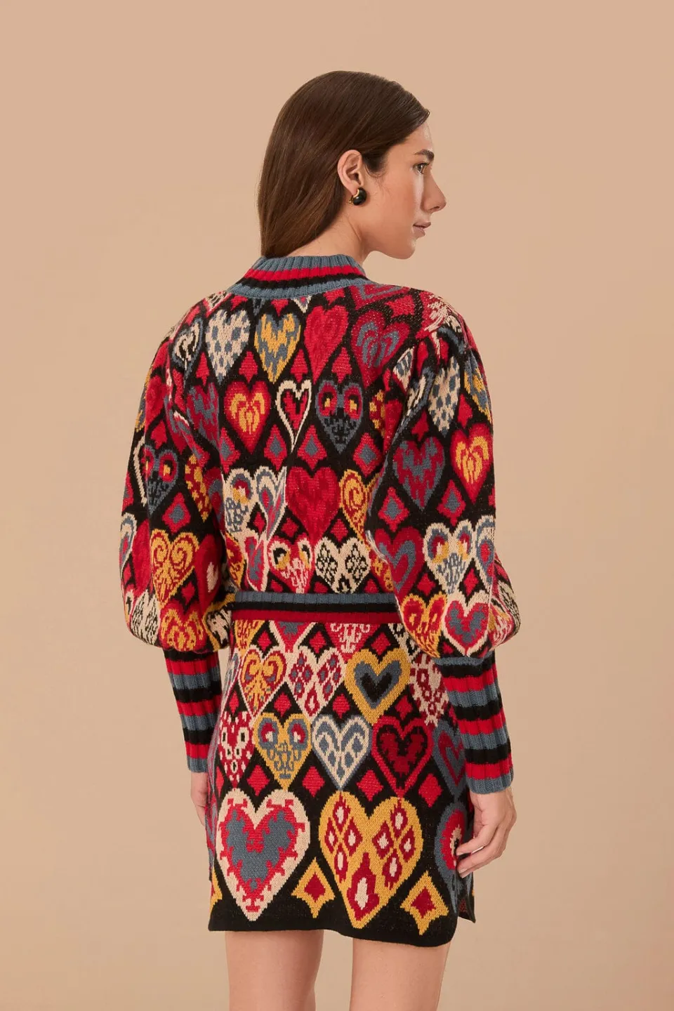FARM Rio Black Hearts Ikat Knit Skirt