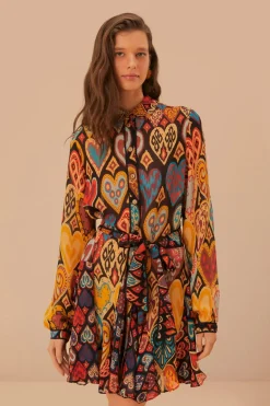 FARM Rio Black Hearts Ikat Mini Dress Best