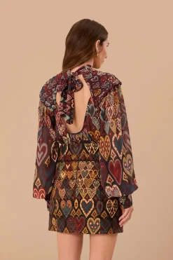 FARM Rio Black Hearts Ikat Mini Skirt New