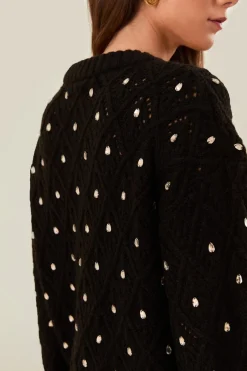 FARM Rio Black Lace Knit Sweater Outlet