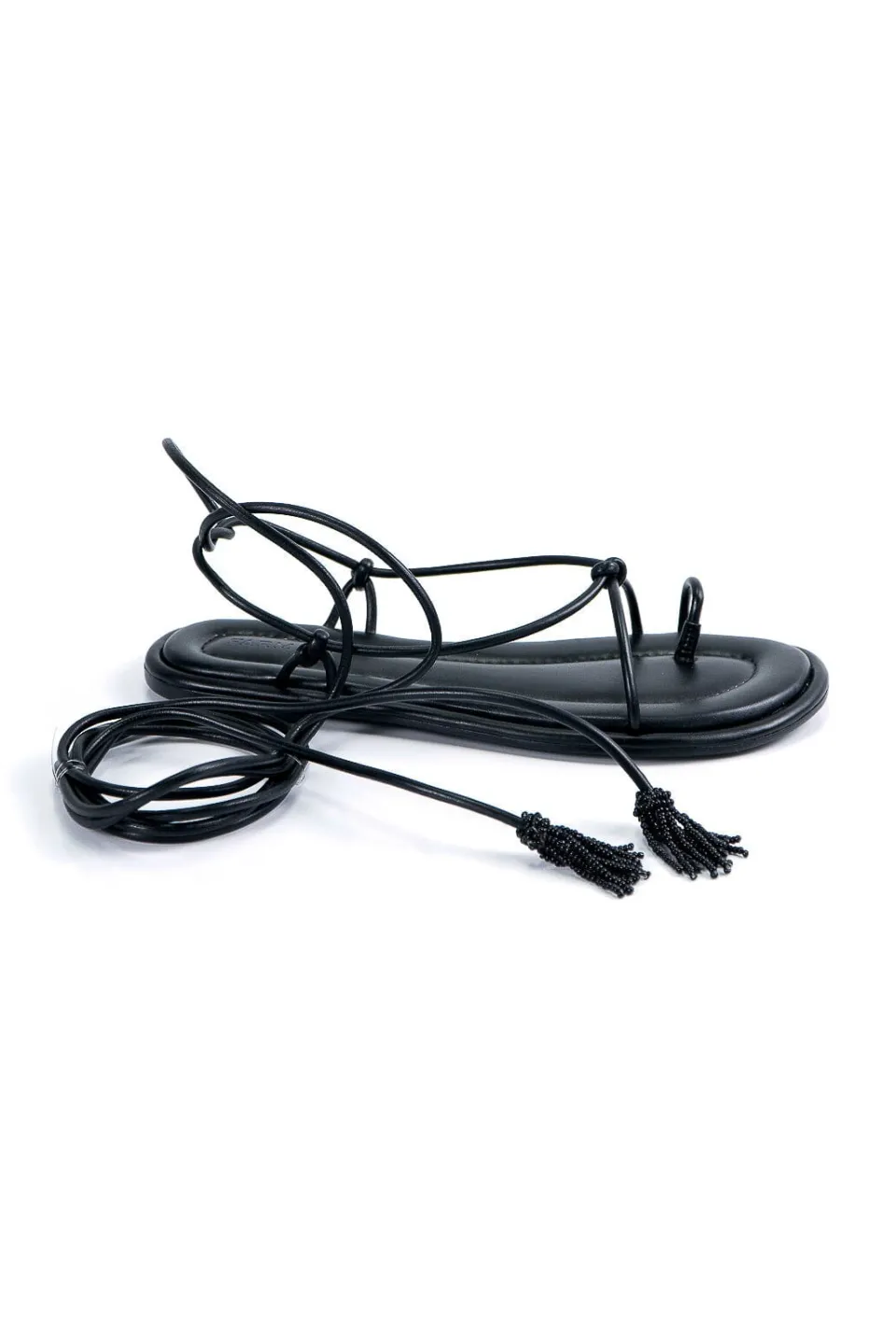 FARM Rio Black Lace Up Flat Sandal New