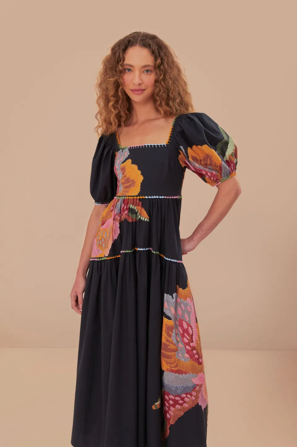 FARM Rio Black Lucy Floral Maxi Dress Discount