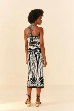 FARM Rio Black Macaw Elegance Knit Skirt Hot