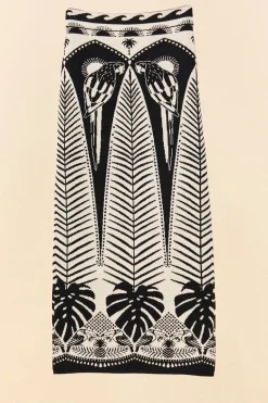 FARM Rio Black Macaw Elegance Knit Skirt Hot