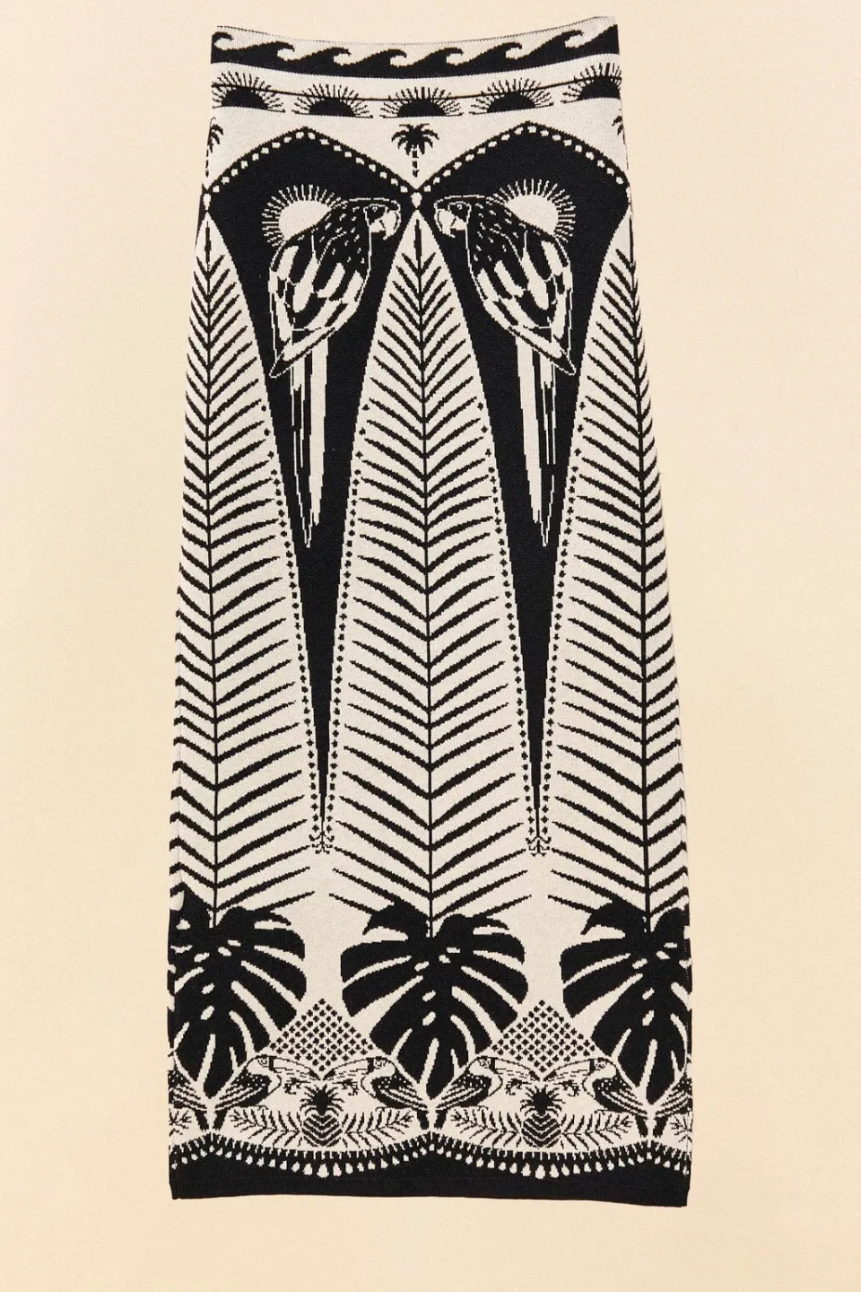 FARM Rio Black Macaw Elegance Knit Skirt Hot
