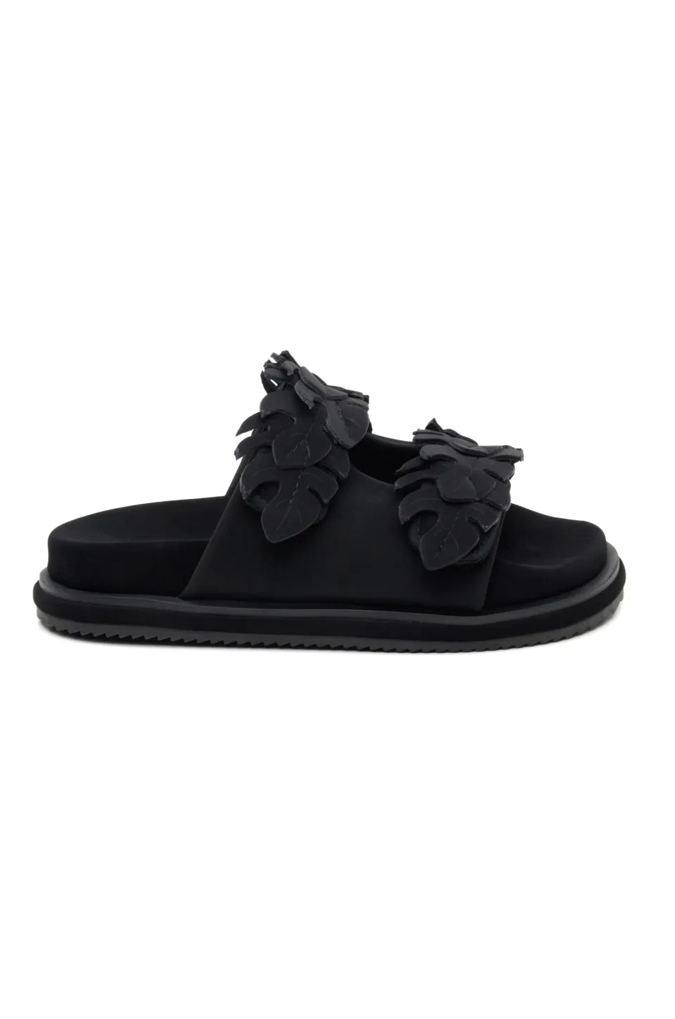 FARM Rio Black Mini Monstera Anatomic Slide Sandal Hot