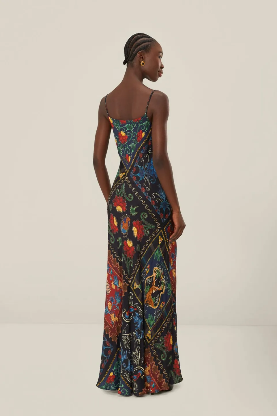 FARM Rio Black Mixed Arabesque Scarves Sleeveless LENZING™ ECOVERO™ Maxi Dress Outlet