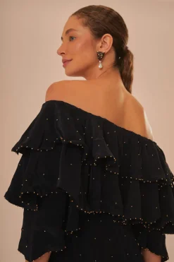 FARM Rio Black Off-Shoulder Maxi Dress Hot