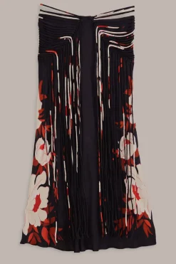 FARM Rio Black Peony Fringe Midi Skirt Sale