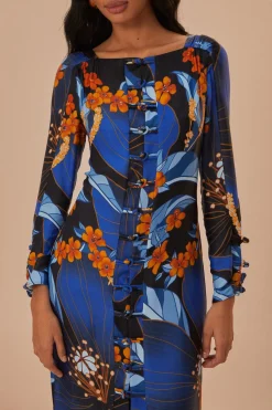 FARM Rio Black Pietra Floral LENZING™ ECOVERO™ Viscose Midi Dress Online