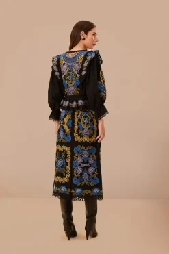 FARM Rio Black Richelieu Midi Skirt Clearance
