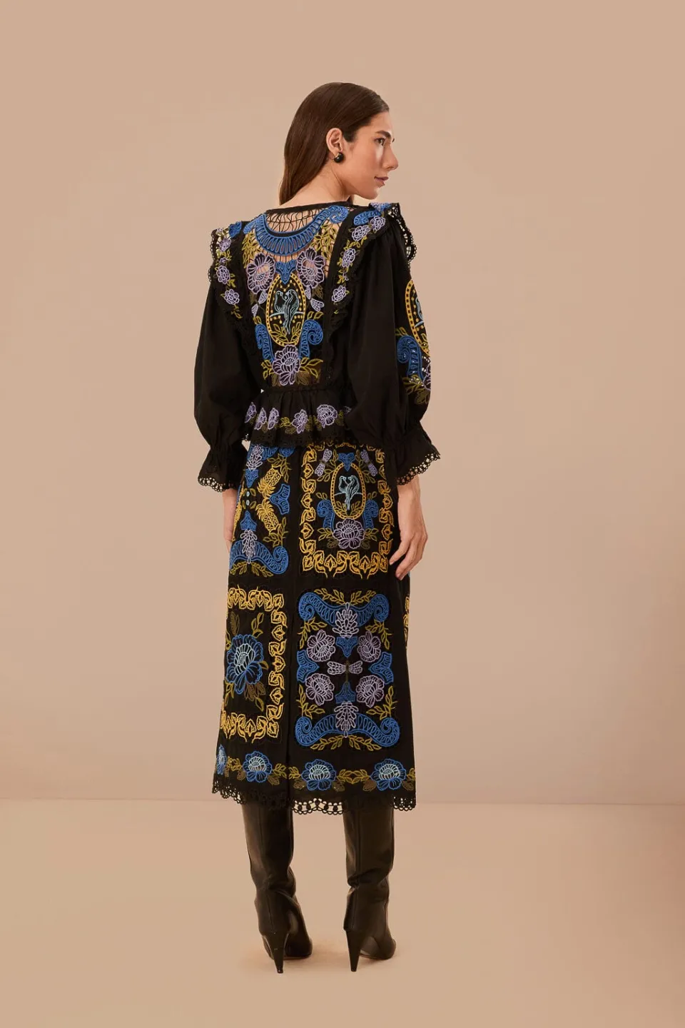 FARM Rio Black Richelieu Midi Skirt Clearance