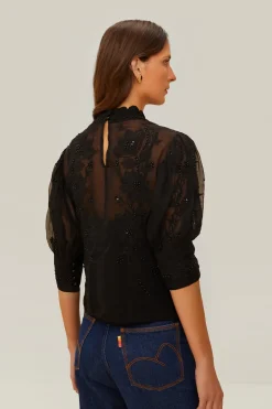 FARM Rio Black Short Sleeve Blouse Best