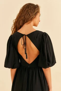 FARM Rio Black Short Sleeves Midi Dress Sale