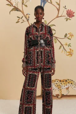 FARM Rio Black Snake Scarves Pleated Pants Clearance