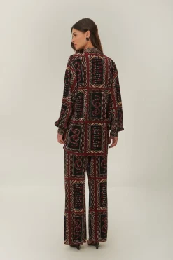 FARM Rio Black Snake Scarves Pleated Pants Clearance