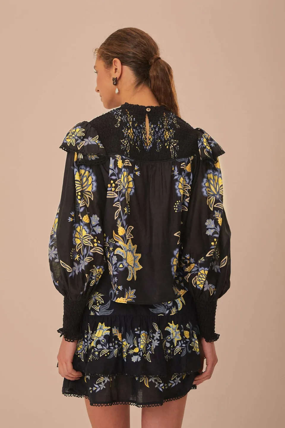 FARM Rio Black Stitched Garden Blouse Online