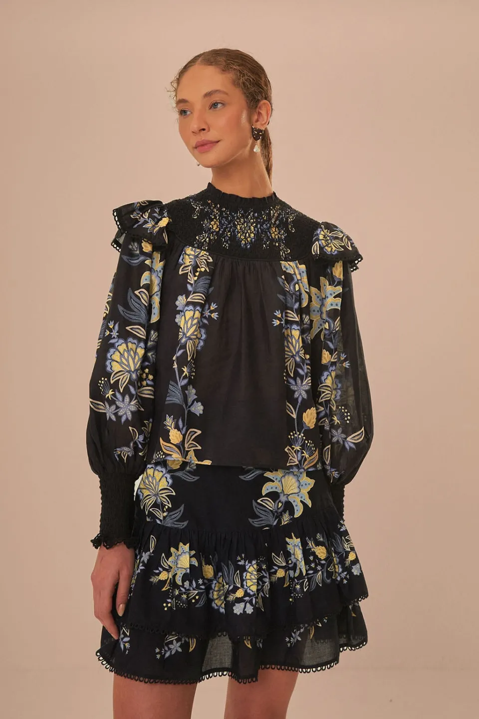 FARM Rio Black Stitched Garden Mini Skirt Online