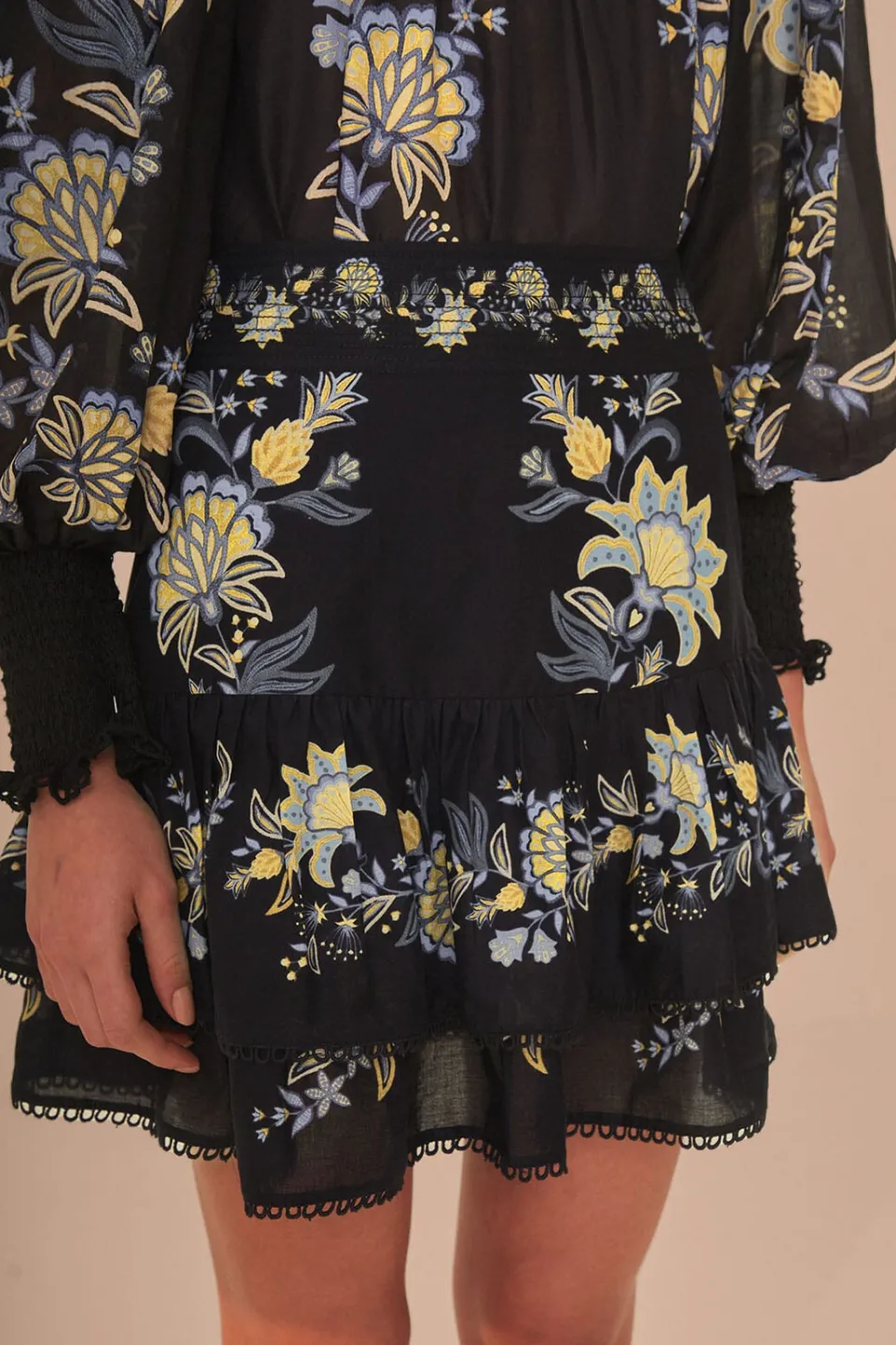 FARM Rio Black Stitched Garden Mini Skirt Online