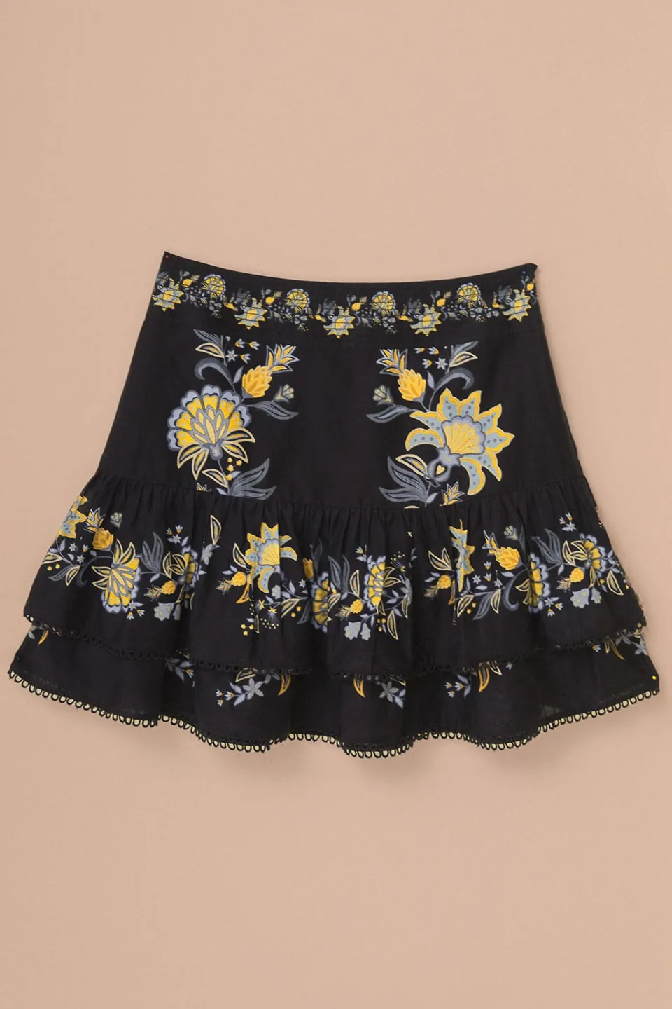 FARM Rio Black Stitched Garden Mini Skirt Online