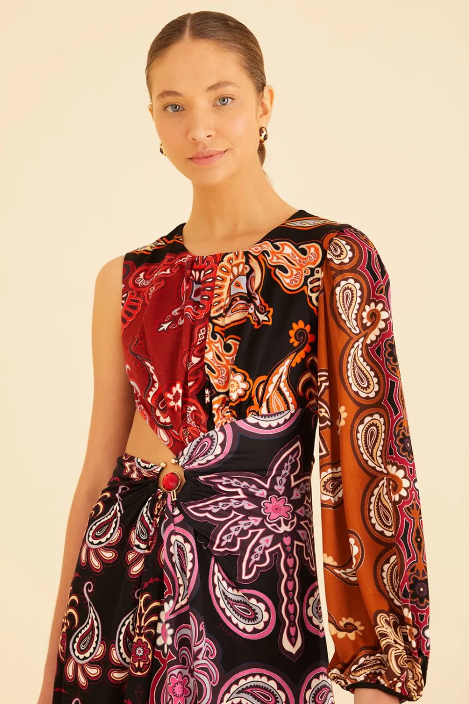 FARM Rio Black Sweet Mermaids One Shoulder Maxi Dress Discount